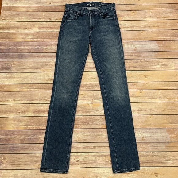 7 For All Mankind High Waist Roxanne Skinny Jeans Dark Wash - Picture 1 of 7